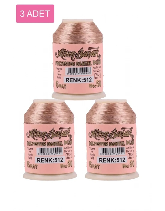 3 Adet Altınbaşak Oya ve Dantel İpi 20 gr - Royaleks - No: 512