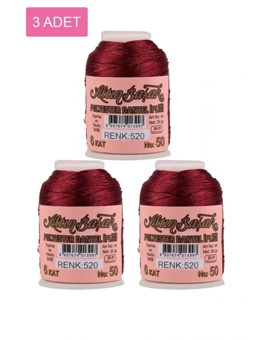 3 Adet Altınbaşak Oya ve Dantel İpi 20 gr - Royaleks - No: 520