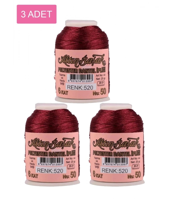 3 Adet Altınbaşak Oya ve Dantel İpi 20 gr - Royaleks - No: 520