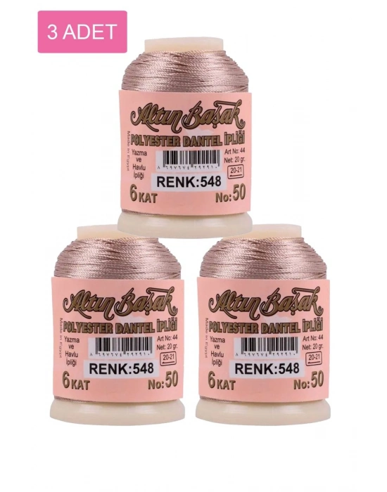 3 Adet Altınbaşak Oya ve Dantel İpi 20 gr - Royaleks - No: 548