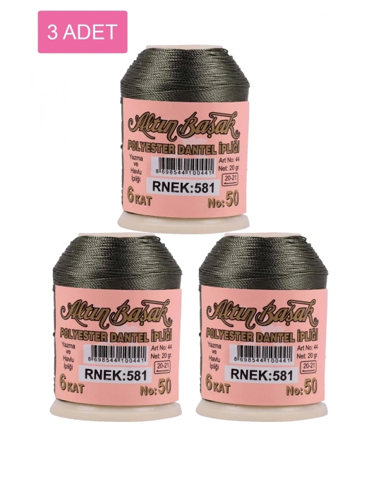 3 Adet Altınbaşak Oya ve Dantel İpi 20 gr - Royaleks - No: 581