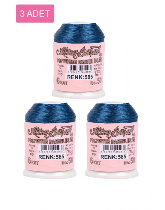 3 Adet Altınbaşak Oya ve Dantel İpi 20 gr - Royaleks - No: 585