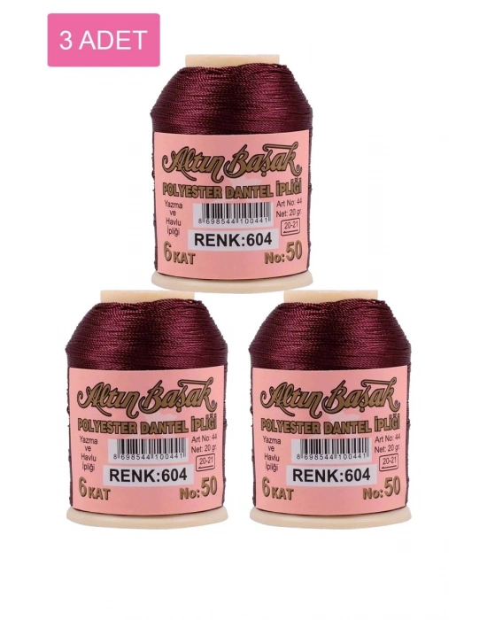3 Adet Altınbaşak Oya ve Dantel İpi 20 gr - Royaleks - No: 604