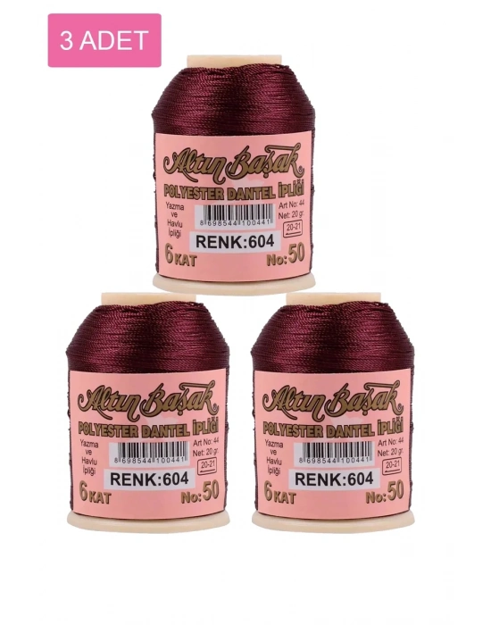 3 Adet Altınbaşak Oya ve Dantel İpi 20 gr - Royaleks - No: 604