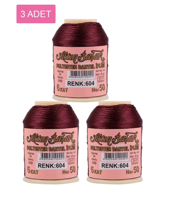 3 Adet Altınbaşak Oya ve Dantel İpi 20 gr - Royaleks - No: 604