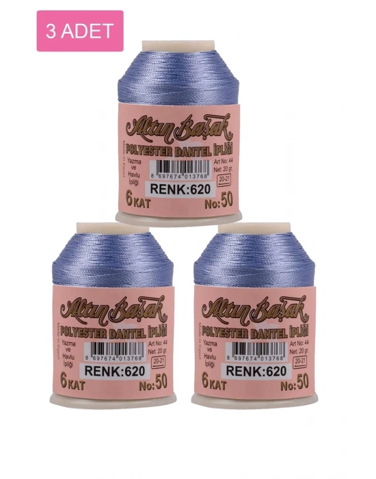 3 Adet Altınbaşak Oya ve Dantel İpi 20 gr - Royaleks - No: 620
