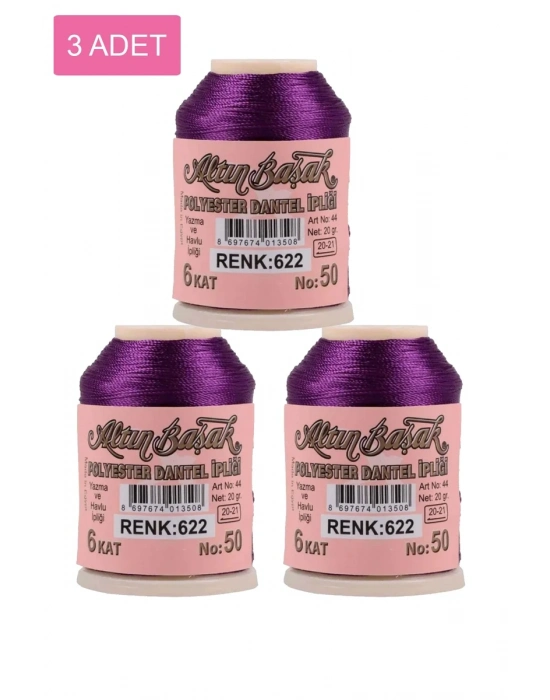 3 Adet Altınbaşak Oya ve Dantel İpi 20 gr - Royaleks - No: 622