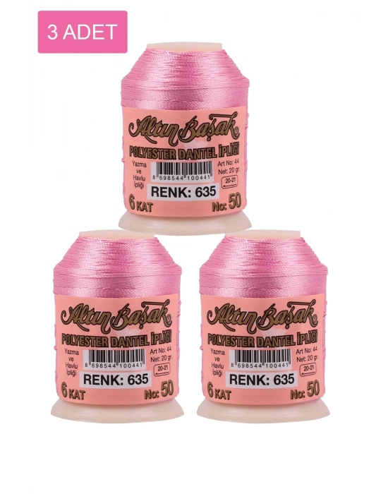 3 Adet Altınbaşak Oya ve Dantel İpi 20 gr - Royaleks - No: 635