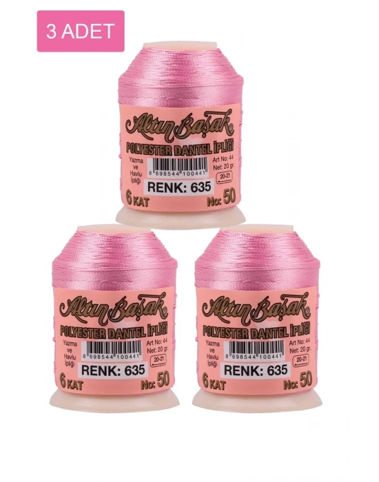 3 Adet Altınbaşak Oya ve Dantel İpi 20 gr - Royaleks - No: 635