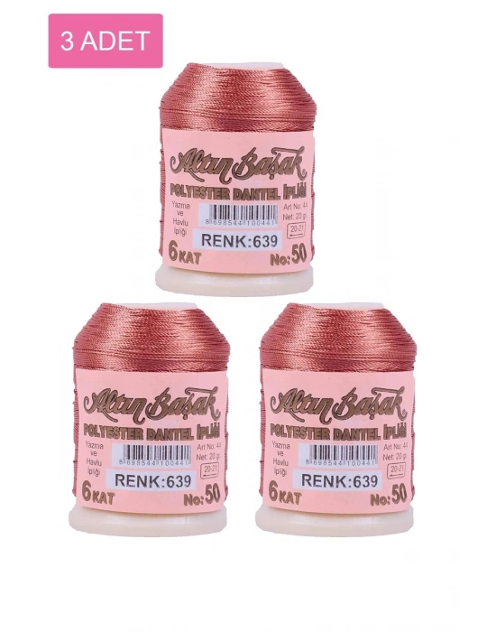 3 Adet Altınbaşak Oya ve Dantel İpi 20 gr - Royaleks - No: 639