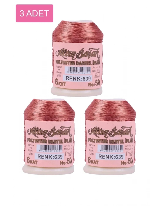 3 Adet Altınbaşak Oya ve Dantel İpi 20 gr - Royaleks - No: 639