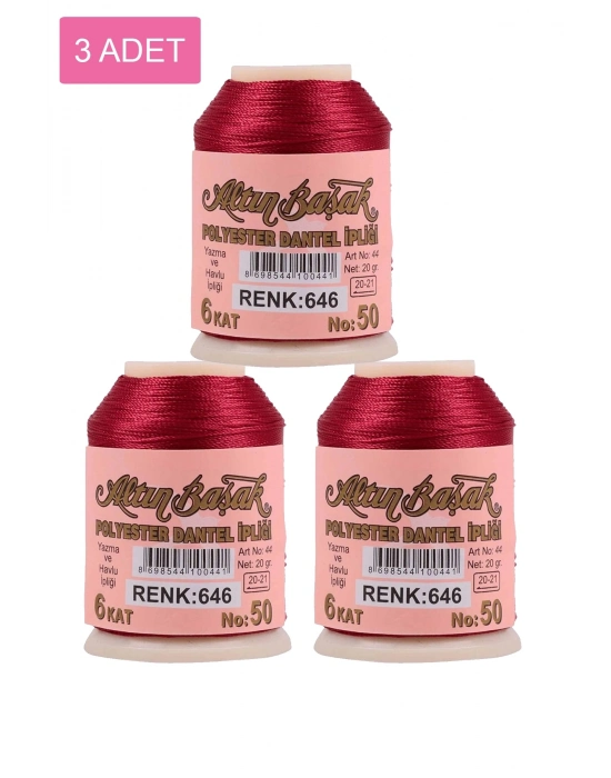 3 Adet Altınbaşak Oya ve Dantel İpi 20 gr - Royaleks - No: 646