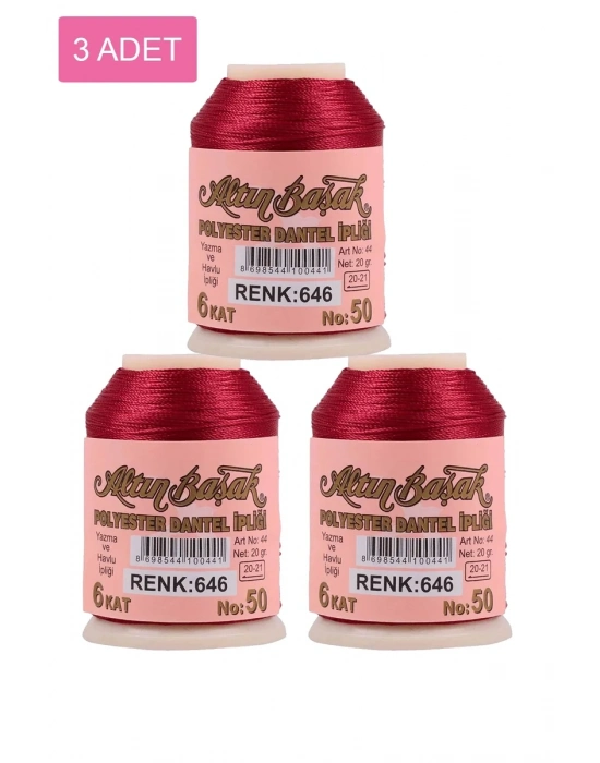 3 Adet Altınbaşak Oya ve Dantel İpi 20 gr - Royaleks - No: 646