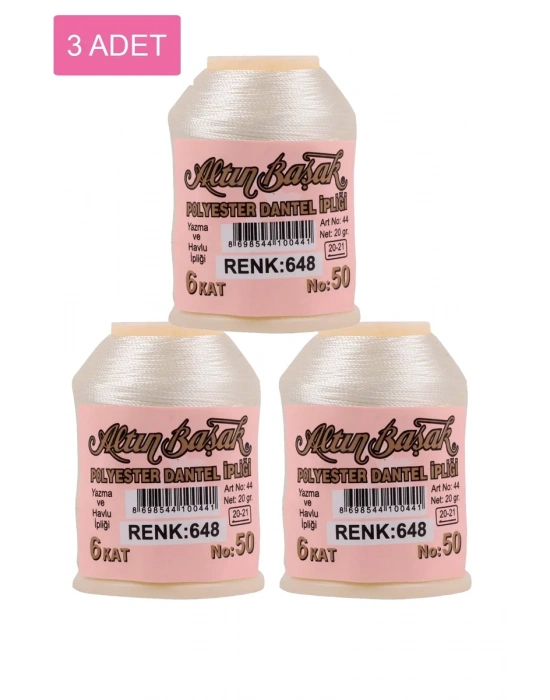 3 Adet Altınbaşak Oya ve Dantel İpi 20 gr - Royaleks - No: 648