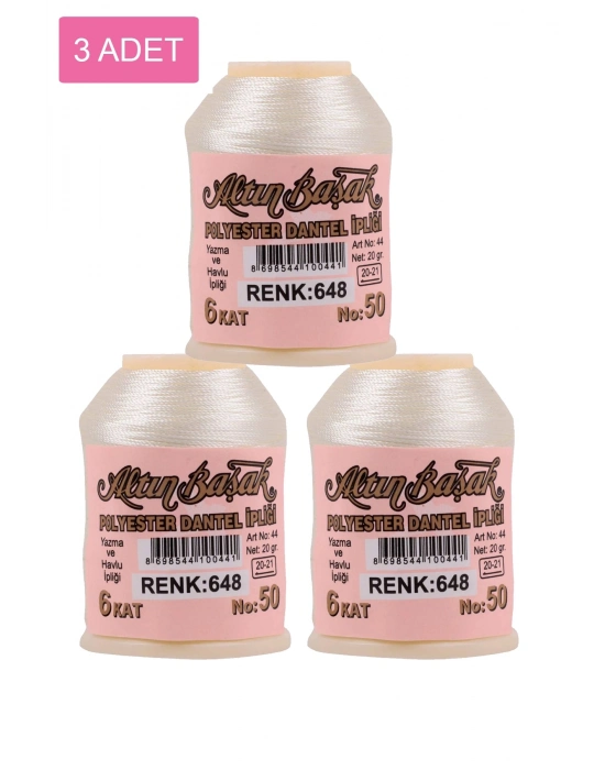 3 Adet Altınbaşak Oya ve Dantel İpi 20 gr - Royaleks - No: 648