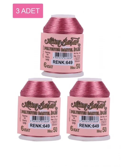 3 Adet Altınbaşak Oya ve Dantel İpi 20 gr - Royaleks - No: 649