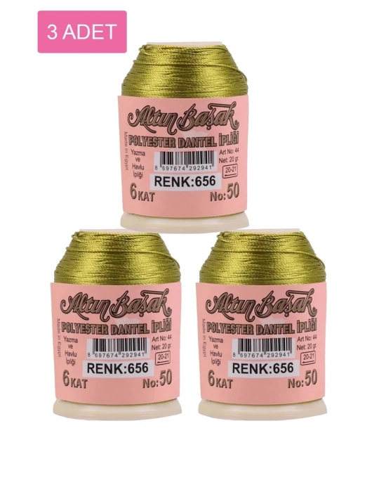 3 Adet Altınbaşak Oya ve Dantel İpi 20 gr - Royaleks - No: 656