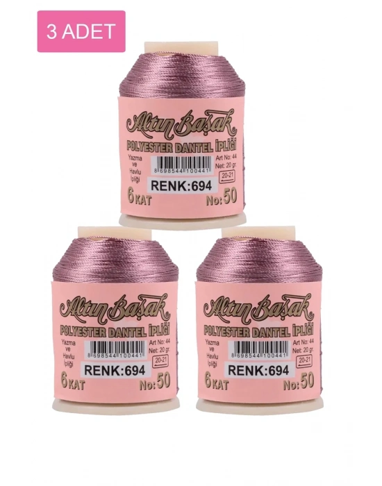 3 Adet Altınbaşak Oya ve Dantel İpi 20 gr - Royaleks - No: 694