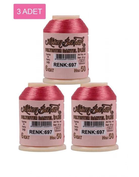 3 Adet Altınbaşak Oya ve Dantel İpi 20 gr - Royaleks - No: 697