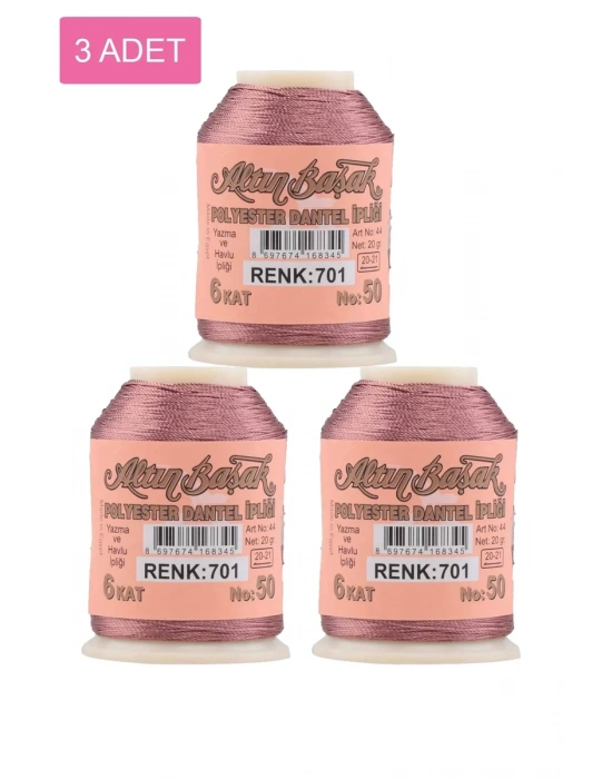 3 Adet Altınbaşak Oya ve Dantel İpi 20 gr - Royaleks - No: 701