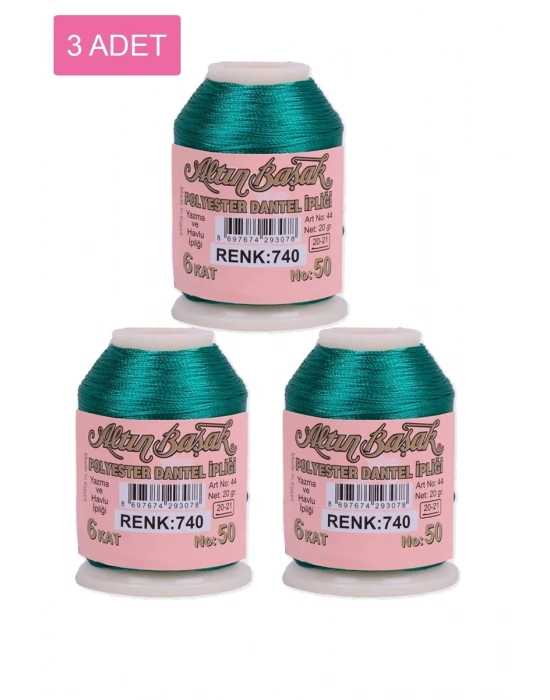 3 Adet Altınbaşak Oya ve Dantel İpi 20 gr - Royaleks - No: 740