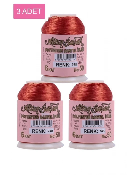 3 Adet Altınbaşak Oya ve Dantel İpi 20 gr - Royaleks - No: 748
