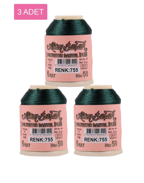 3 Adet Altınbaşak Oya ve Dantel İpi 20 gr - Royaleks - No: 755