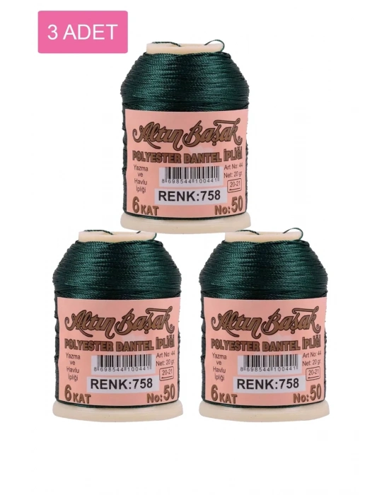 3 Adet Altınbaşak Oya ve Dantel İpi 20 gr - Royaleks - No: 758