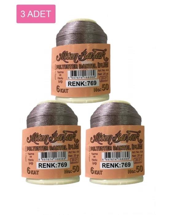 3 Adet Altınbaşak Oya ve Dantel İpi 20 gr - Royaleks - No: 769