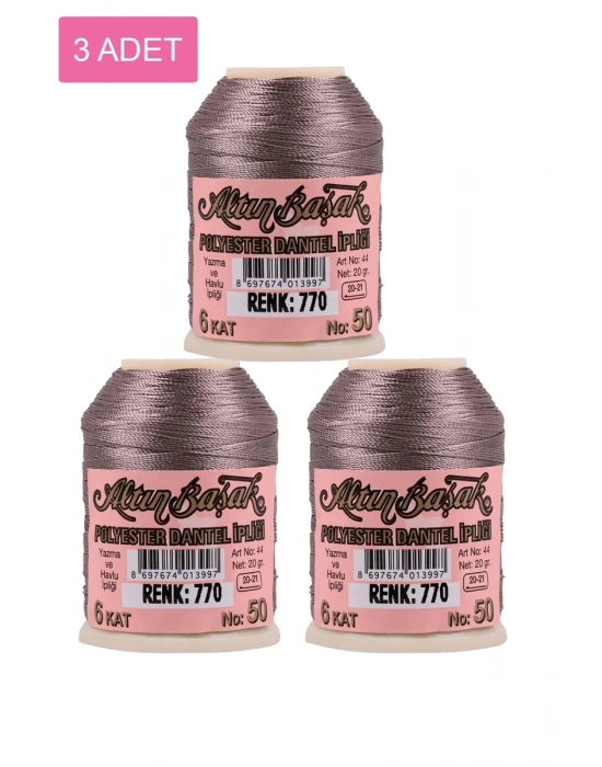 3 Adet Altınbaşak Oya ve Dantel İpi 20 gr - Royaleks - No: 770