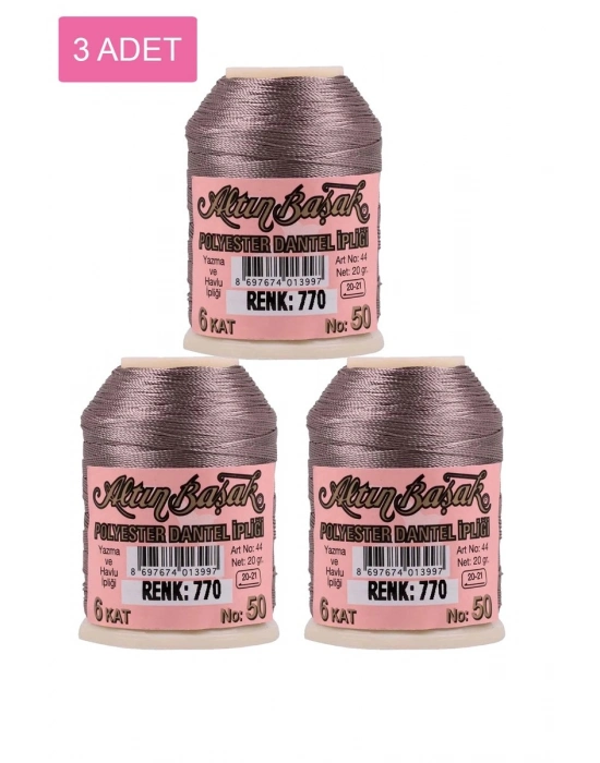 3 Adet Altınbaşak Oya ve Dantel İpi 20 gr - Royaleks - No: 770