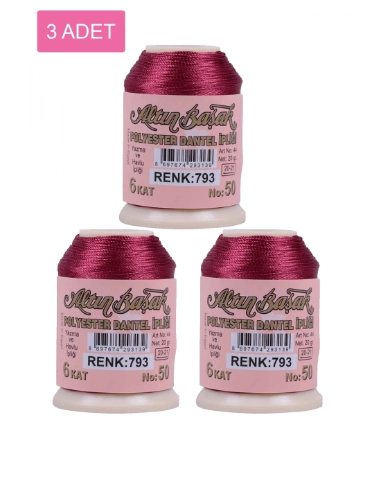 3 Adet Altınbaşak Oya ve Dantel İpi 20 gr - Royaleks - No: 793