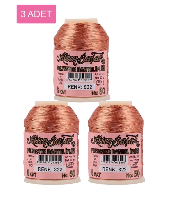 3 Adet Altınbaşak Oya ve Dantel İpi 20 gr - Royaleks - No: 822