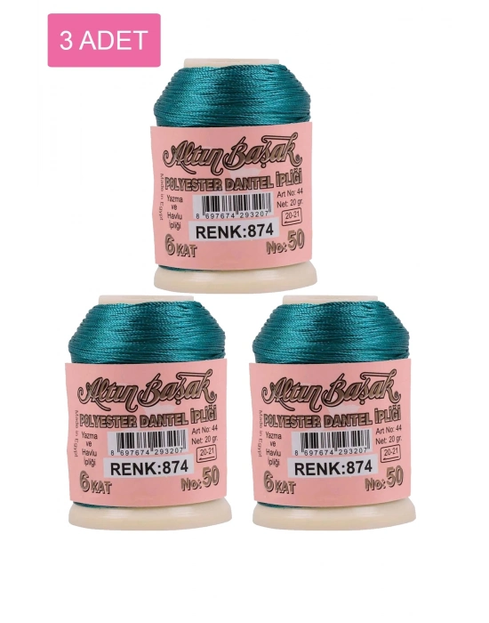 3 Adet Altınbaşak Oya ve Dantel İpi 20 gr - Royaleks - No: 874