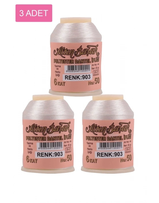 3 Adet Altınbaşak Oya ve Dantel İpi 20 gr - Royaleks - No: 903