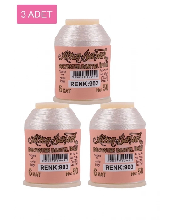 3 Adet Altınbaşak Oya ve Dantel İpi 20 gr - Royaleks - No: 903