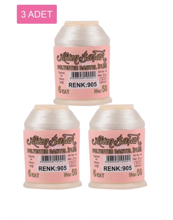 3 Adet Altınbaşak Oya ve Dantel İpi 20 gr - Royaleks - No: 905