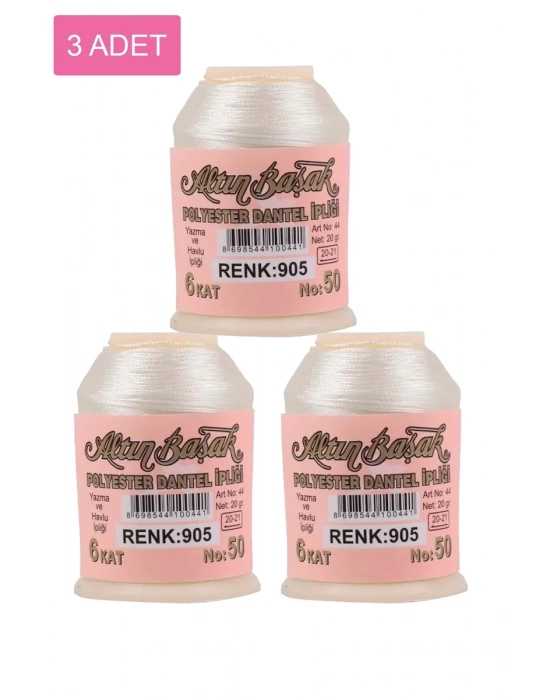 3 Adet Altınbaşak Oya ve Dantel İpi 20 gr - Royaleks - No: 905