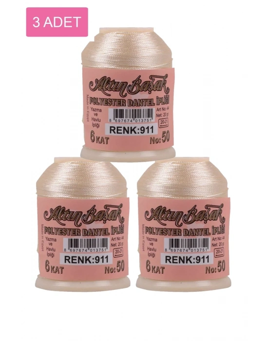 3 Adet Altınbaşak Oya ve Dantel İpi 20 gr - Royaleks - No: 911