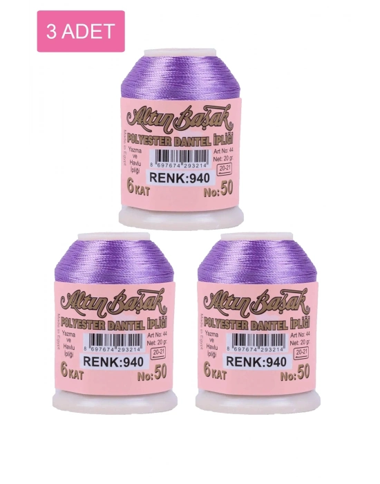 3 Adet Altınbaşak Oya ve Dantel İpi 20 gr - Royaleks - No: 940