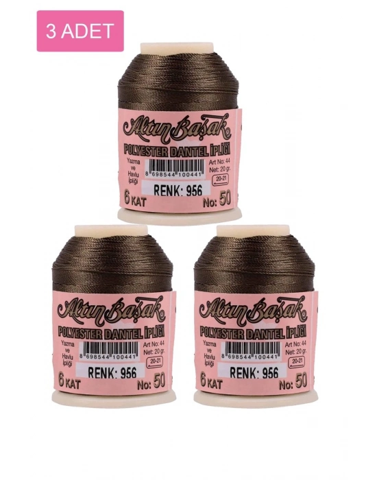3 Adet Altınbaşak Oya ve Dantel İpi 20 gr - Royaleks - No: 956
