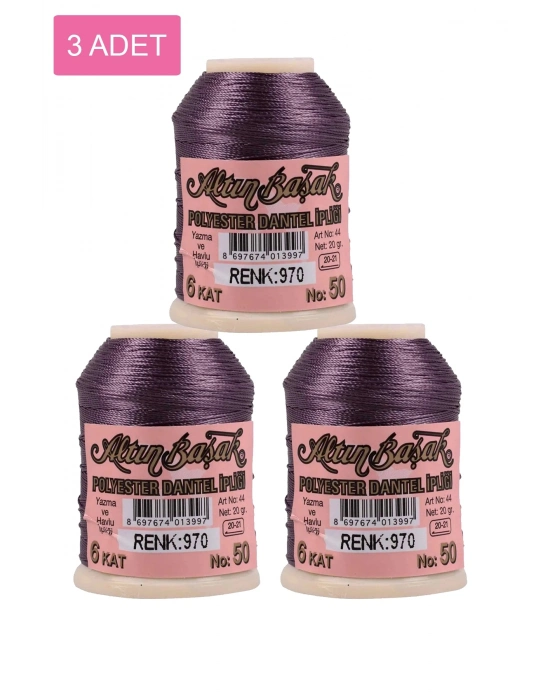 3 Adet Altınbaşak Oya ve Dantel İpi 20 gr - Royaleks - No: 970