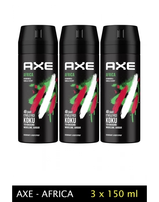 3 Adet Axe Africa Erkek Deodorant Sprey 150 ml