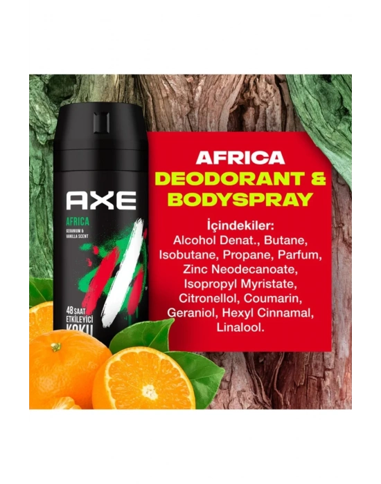 3 Adet Axe Africa Erkek Deodorant Sprey 150 ml