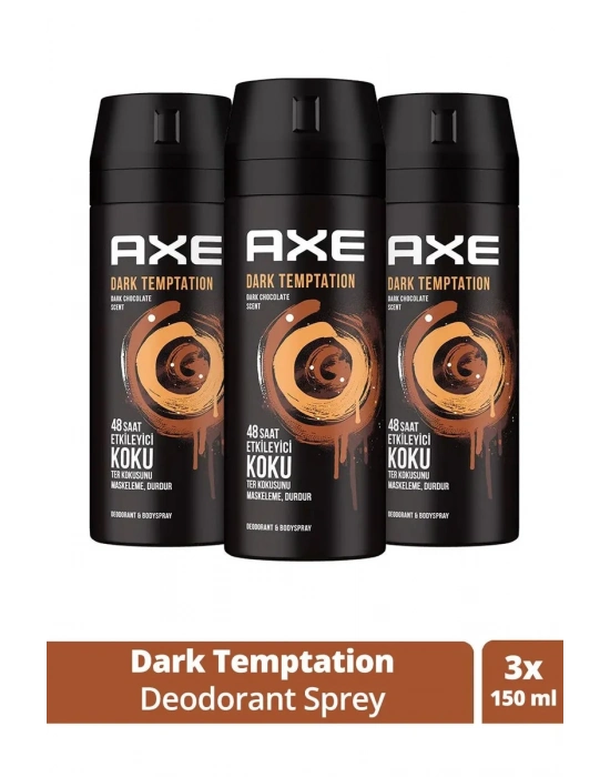 3 Adet Axe Dark Temptatıon Bay Parfüm Kofre 150 ml