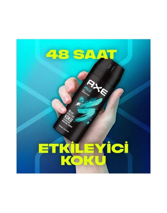 3 Adet Axe Erkek Sprey Deodorant Apollo 48 Saat Etkileyici Koku Vücut Spreyi 150 ml