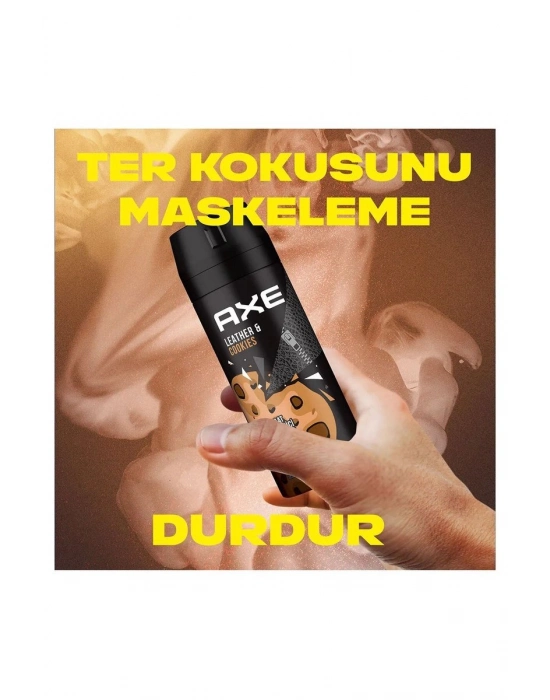 3 Adet Axe Erkek Sprey Deodorant Leather & Cookies 48 Saat Etkileyeci Koku 150 ml