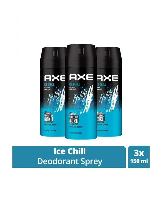 3 Adet Axe Ice Chill Erkek Deodorant Sprey 150 ml
