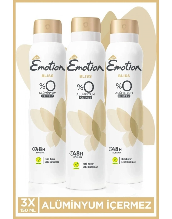 3 Adet Emotion Bliss Kadın Vegan Deodorant 150 Ml Hızlı Kurur , Leke Bırakmaz