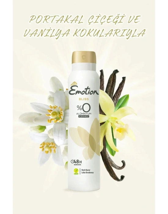3 Adet Emotion Bliss Kadın Vegan Deodorant 150 Ml Hızlı Kurur , Leke Bırakmaz